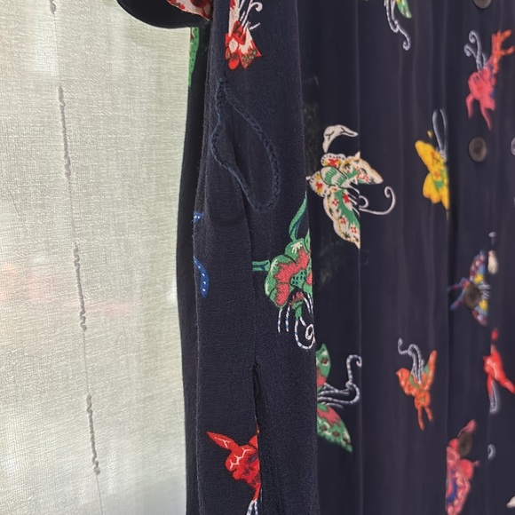 Anthropologie Midi Flutterby Navy Butterfly Dress- M - Picture 9 of 14
